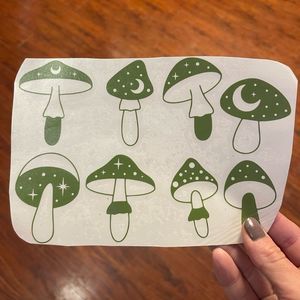 6 Green Magic Mushrooms Vinyl Decals
